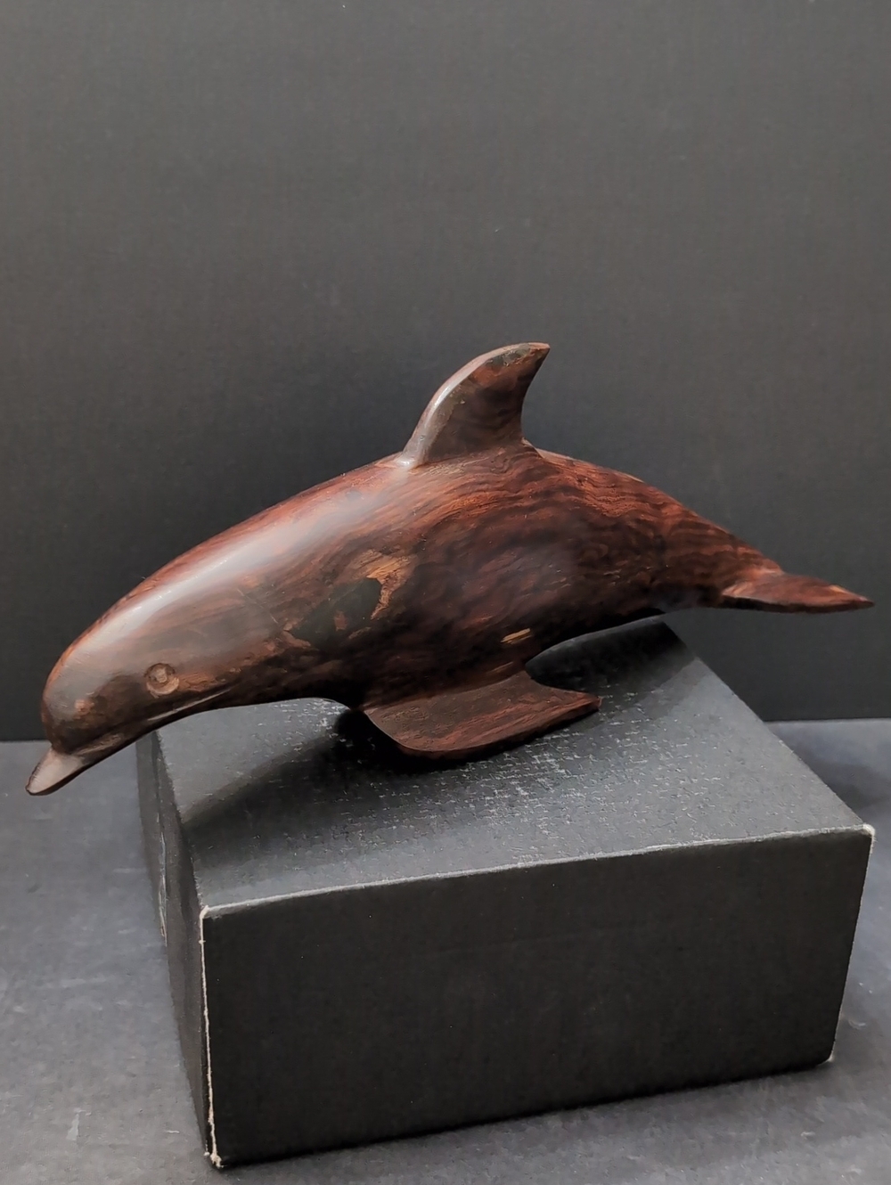 VGT, Hand carved Ironwood Dolphin Sculpture.